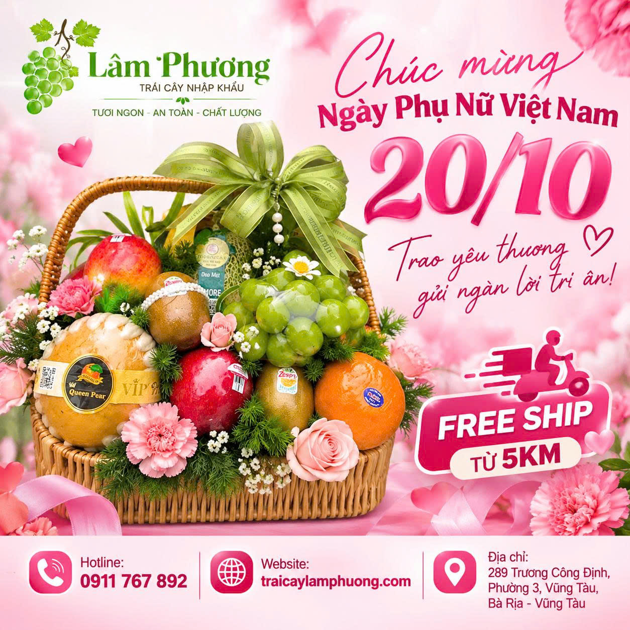 giỏ trái cây 20/10 tại Vũng Tàu